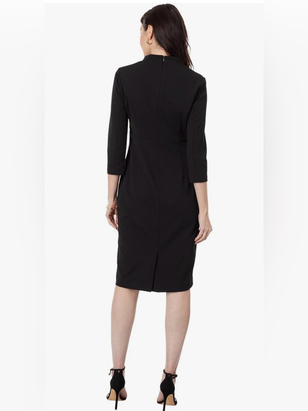 Calvin Klein Black Knee Length Sheath Dress with Mandarin Collar Size 4 PETITE - Picture 8 of 11